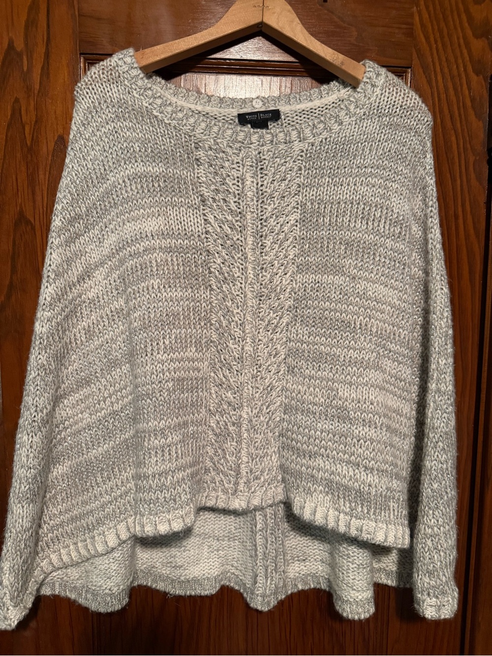 White House Black Market Chunky Cable-Front Poncho Sweater - Light Gray